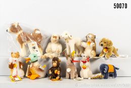 Steiff Tiere, überwiegend Mohair, teils KFS, teils blanker Knopf, dabei Basenji Nr. ...