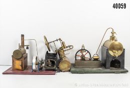 Konv. Dampfmaschinen, Blech, jeweils liegender Kessel, KD bis ca. 9 cm, teilweise mit ...