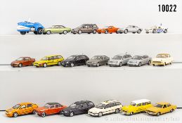 Konv überwiegend Schuco Modellautos, dabei Opel Olympia Caravan, Opel Commodore B, Opel ...
