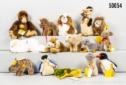 Steiff Kuscheltiere, Webpelz, überwiegend KFS, teils blanker Knopf, dabei Arco Eisbär ...