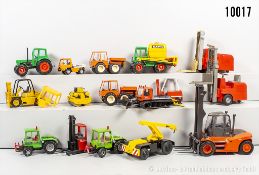 Konv. Modellfahrzeuge, landwirtschaftliche Fahrzeuge und Baufahrzeuge, dabei Gama, NZG, ...