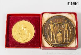 Konv. Medaille "Preisrichten 1933 1. Preis 6. (Preuss) Artl. Regt. 4. Batterie", sowie ...