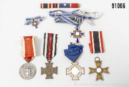 Konv. KVK 2. Klasse, EKT, Treuedienst-Ehrenzeichen für 25 Jahre, Volkspflegemedaille, ...