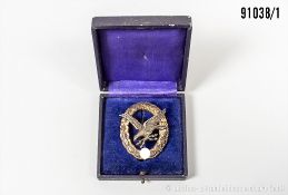 Bordfunkerabzeichen, Buntmetallausf., Hersteller "A", im dazugehörigen Etui, mit ...