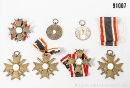 Konv. 5 KVK 2. Klasse, davon 4 x mit Schwertern, KVK Medaille und Dienstauszeichnung ...