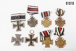 Konv. EK 1 1914, Hersteller "FR" unter dem Nadelhaken, 2 EK 2 1914, 4 EKF und 1 EKT, ...