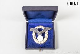 Flugzeugführerabzeichen, Buntmetallausf., ohne Hersteller, im dazugehörigen Etui, mit ...