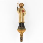 An Antique Processional Statue of Saint Francis Xavier, Sculptured and Patinated Wood, Gothic Reviva