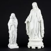 The Immaculate Mary and Madonna and Child, two biscuit porcelain statues.