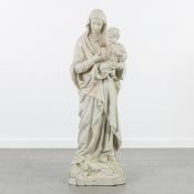 Madonna with Child Jesus, a white patinated plaster statue.