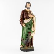 Saint Peter with Rooster, Polychrome Patinated Plaster, Gothic Revival.