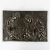 The Lamentation of Christ, a Bas-Relief, Patinated Bronze.