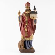 Saint Gislenus of Hainaut, polychrome patinated plaster.