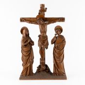 A 'Calvary' and 'Golgotha', sculptured oakwood. Gothic Revival. Circa 1900.