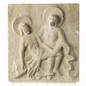 A Pieta, an Antique Sculptured Bas-Relief in White Stone.