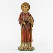 Saint Stephen, Protomartyr, Sculptured and Patinated Wood, dated 1883, Gothic Revival.