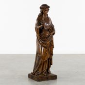 Saint Apollonia, Patron Saint of Dentists, wood-sculptured statue, Gothic Revival, 19th C.