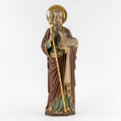 Saint Wendelin of Trier, Sculptured and Patinated Wood, Dated 1911, Gothic Revival.