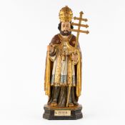 Saint Peter, a Sculptured, Gilded, and Patinated Wooden Statue. Circa 1900. 