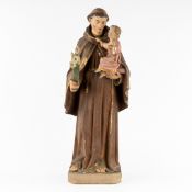 Bressers-Blanchaert, Saint Anthony of Padua, patinated plaster, Gothic Revival.