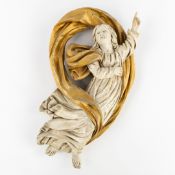 Angel of the Assumption, a Sculptured and Patinated Wooden Wall Statue, Baroque, 18th C.