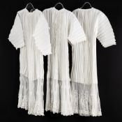 Lithurgical Vestments: Three albes, finished with bobbin lace, Valencienne lace and Lierse lace.