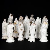 A Collection of 12 porcelain statues of Virgin Mary, 'Madonna and Child', Vieux Bruxelles/Paris, And