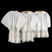 Lithurgical Vestments: Three albes, finished with bobbin lace, Valencienne lace and Lierse lace.