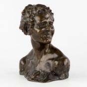 Alfredo Pina (1883-1966) 'Bust of a Bacchante', patinated bronze.