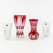 Val Saint Lambert & WMF, 4 vases. Cut and coloured glass/crystal. 20th century.