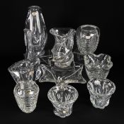 Val Saint Lambert, 10 pieces of vases. Glass. Vases and a vide-poche.