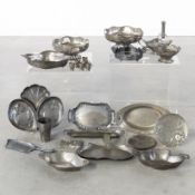 Orivit and others, a collection of Art Nouveau pewter bowls, baskets, and other table accessories, 2