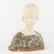 Richard Aurili (1864-1943) 'Bust of a Young Lady', multicoloured alabaster.