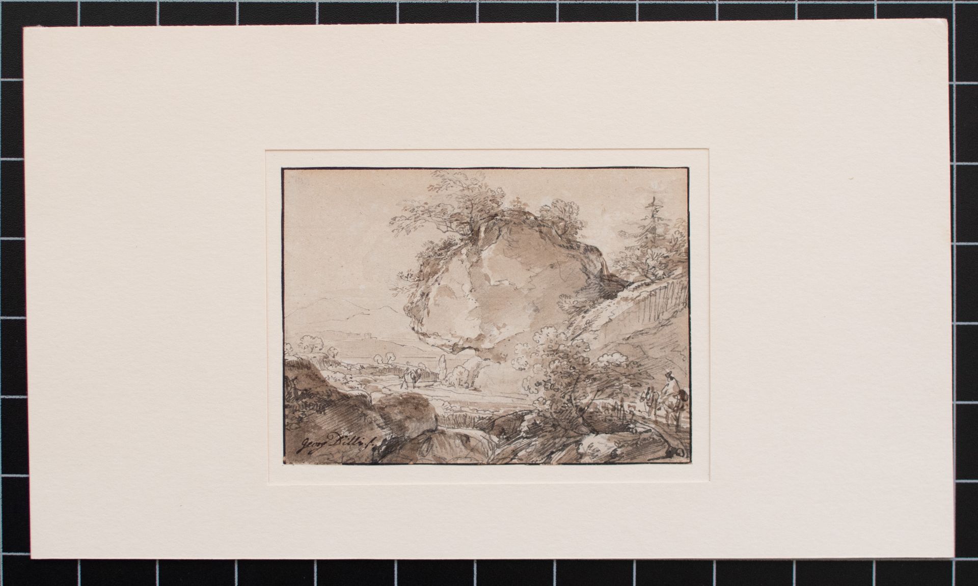 Johann Georg von Dillis | Weg im Gebirge | Tusche, laviert über Bleistift | Spätes 18. Jhd. - Bild 7 aus 7