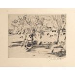 Lovis Corinth | Landschaft mit Kühen | Radierung mit Plattenton | 1917