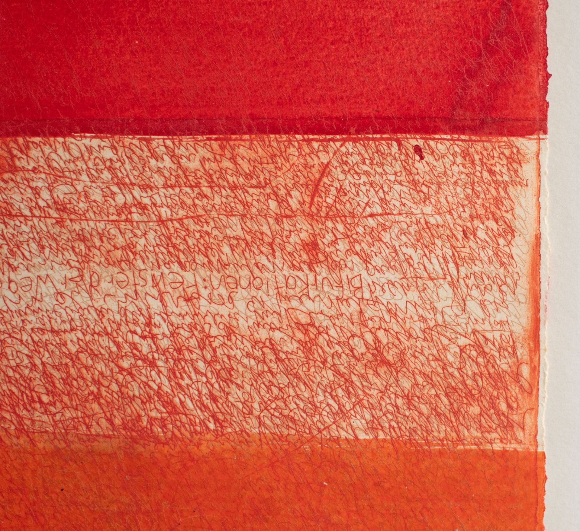 Wolfgang E. Biedermann | ohne Titel (rote Komposition) | Mischtechnik über Farbradierung | 1998/1999 - Bild 2 aus 6