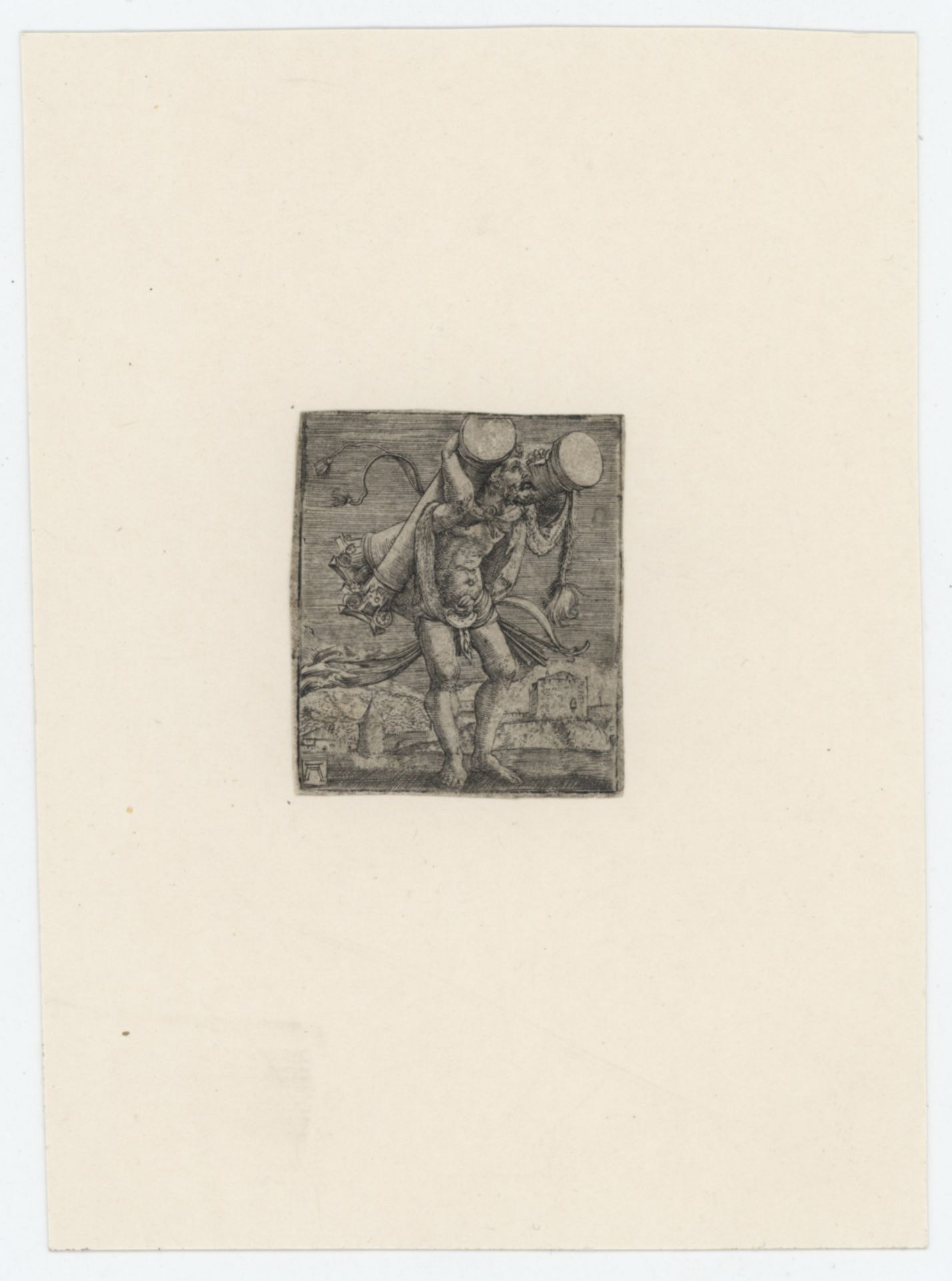 Albrecht Altdorfer | Herkules trägt die Säulen | Kupferstich | 1. Hälfte 16. Jhd. - Bild 4 aus 5