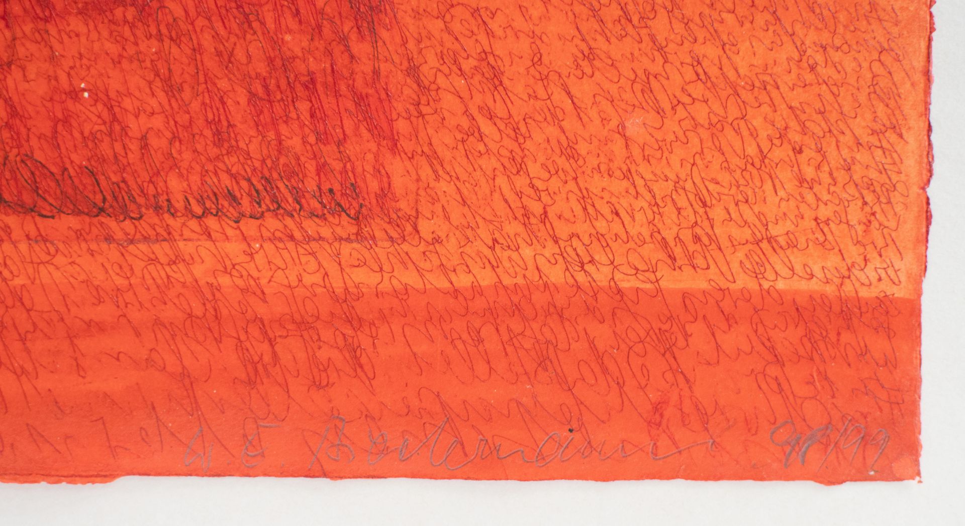 Wolfgang E. Biedermann | ohne Titel (rote Komposition) | Mischtechnik über Farbradierung | 1998/1999 - Bild 5 aus 6