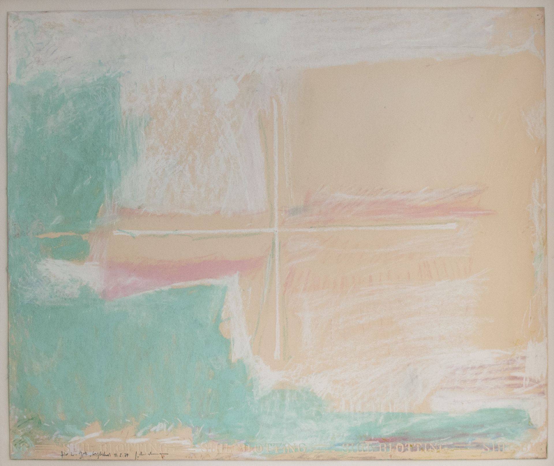 Georg Meistermann | Abstrakte Komposition mit Kreuz | Pastellzeichnung | 1974 - Bild 2 aus 3