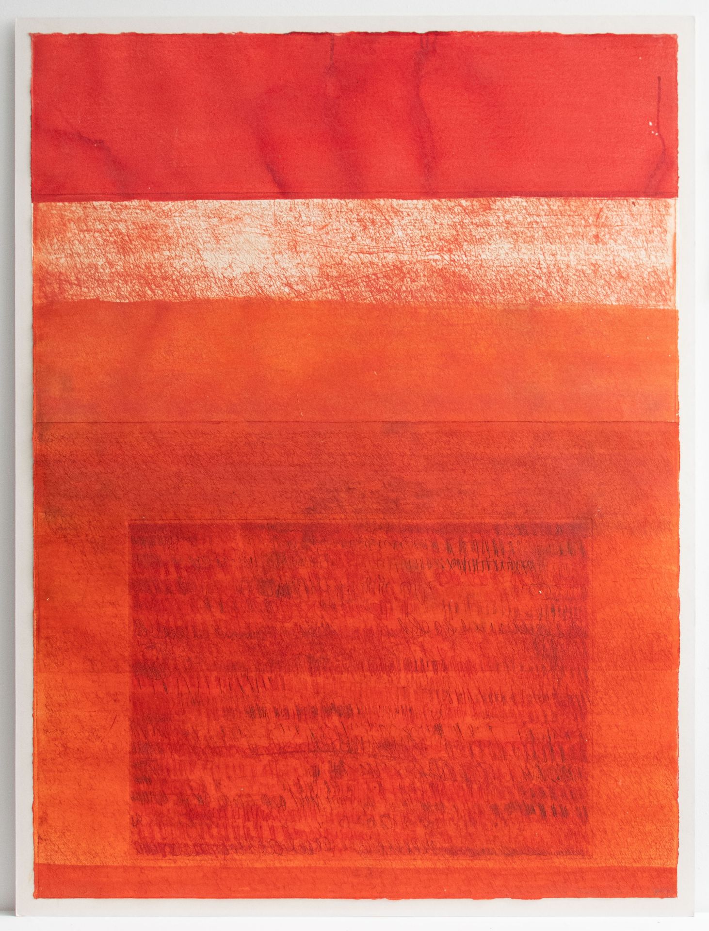 Wolfgang E. Biedermann | ohne Titel (rote Komposition) | Mischtechnik über Farbradierung | 1998/1999 - Bild 3 aus 6