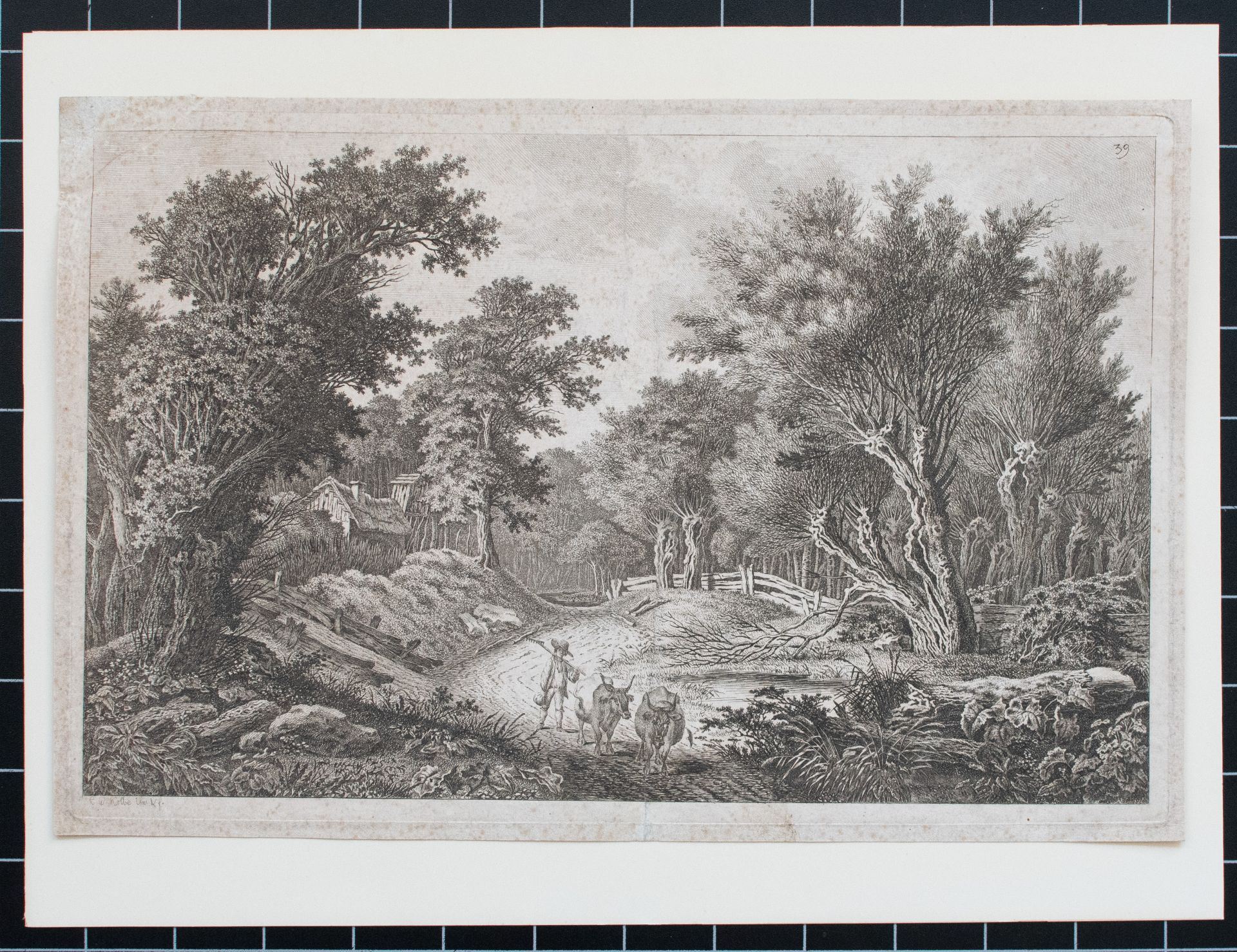 Carl Wilhelm Kolbe I | Landschaft mit Viehhirte und Hütte | Radierung | 2. Hälfte 18. Jhd. - Bild 3 aus 4