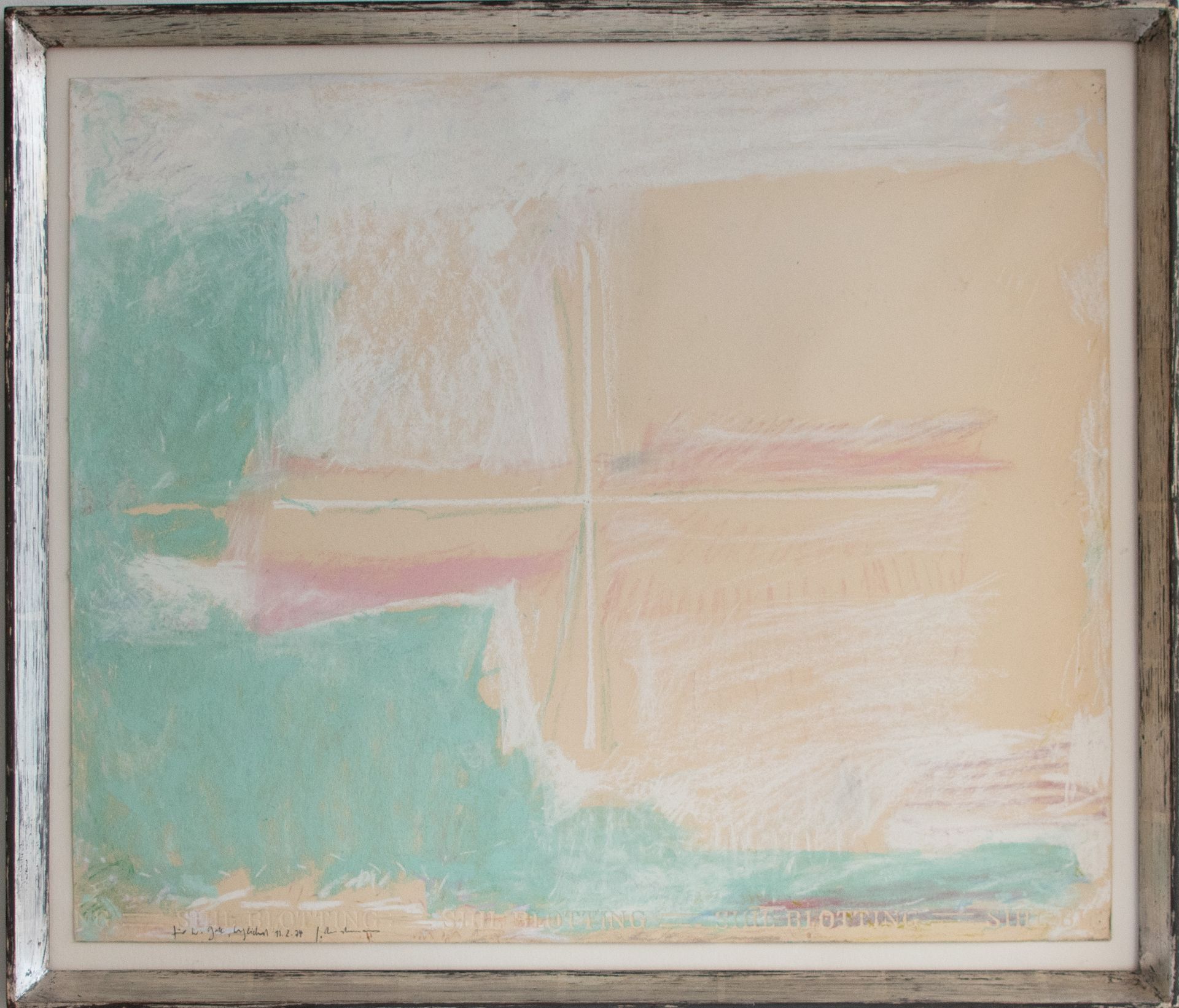 Georg Meistermann | Abstrakte Komposition mit Kreuz | Pastellzeichnung | 1974