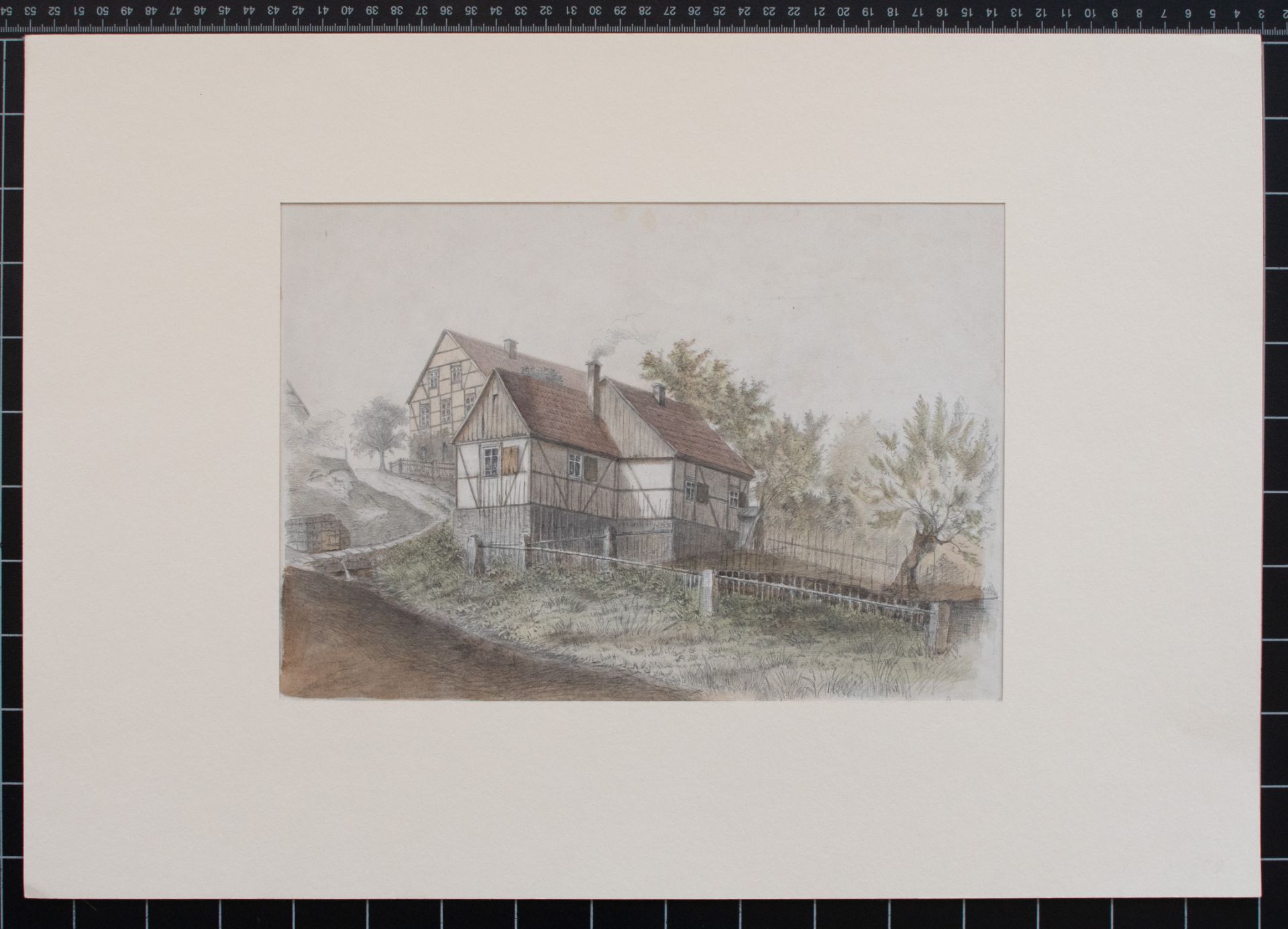 Deutscher Künstler | Dorfansicht | Aquarellierte Bleistiftzeichnung | 1897 - Bild 4 aus 4