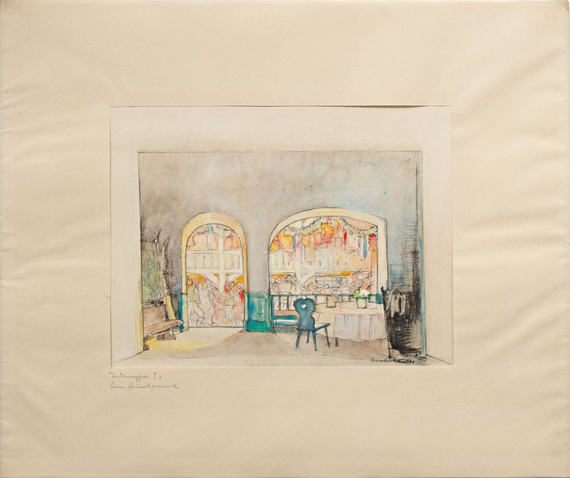 Adolf Mahnke | Bühnenbildentwürfe Uraufführung  Richards Strauss Intermeezzo 1924 Dresden | 1924 - Bild 8 aus 12