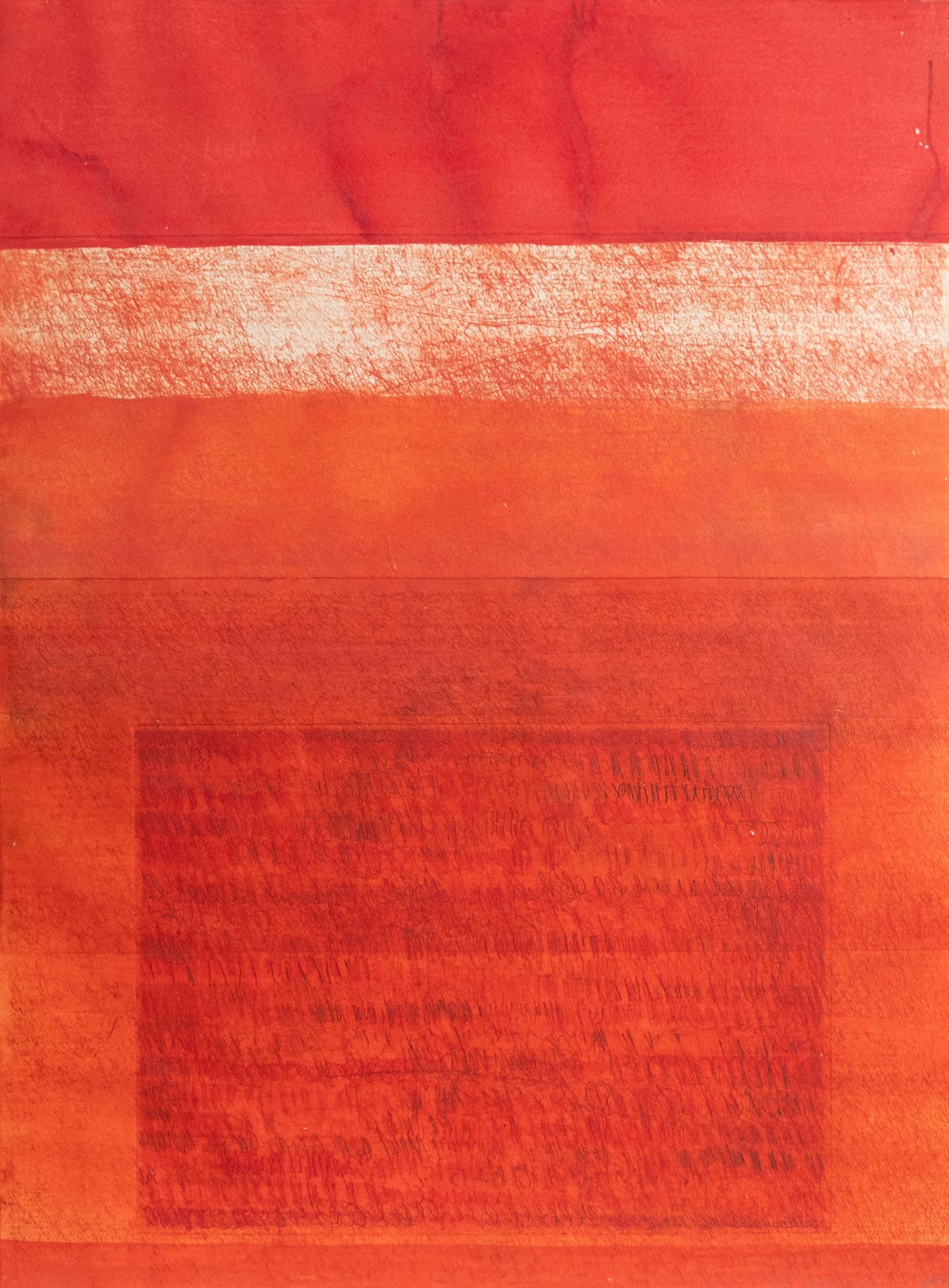 Wolfgang E. Biedermann | ohne Titel (rote Komposition) | Mischtechnik über Farbradierung | 1998/1999 - Bild 4 aus 6