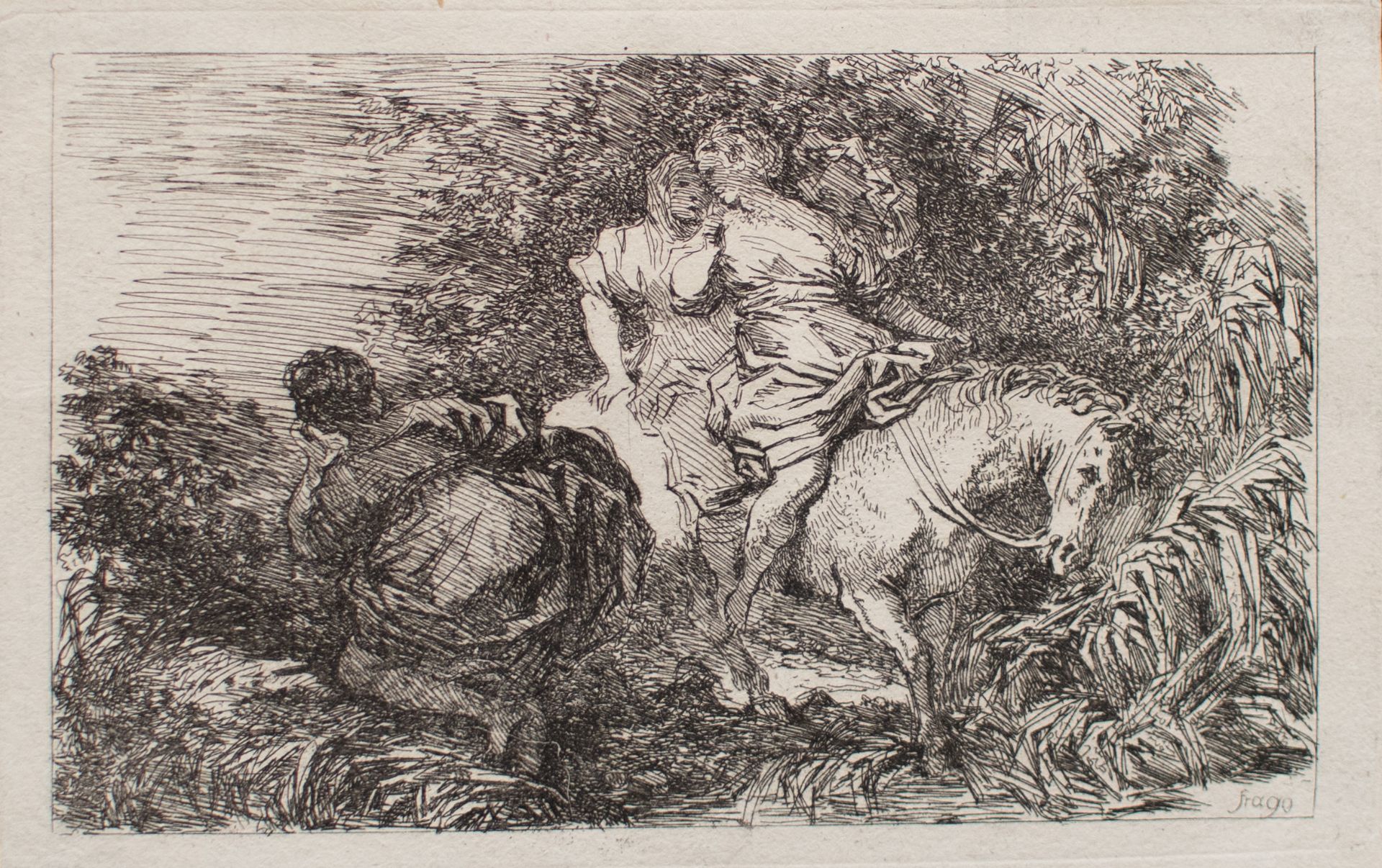 Jean Honoré Fragonard | La Fuite de Clélie | Radierung | 1763-64