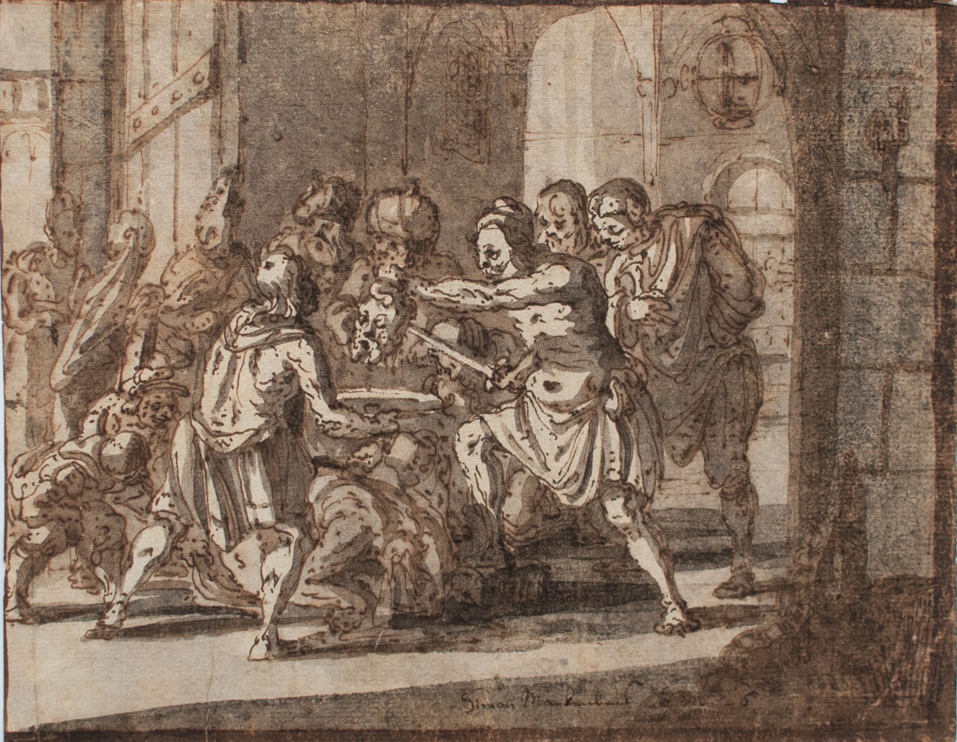 Flämischer Künstler | Enthauptung Johannes des Täufers | Braune Feder und Tusche, laviert | um 1600