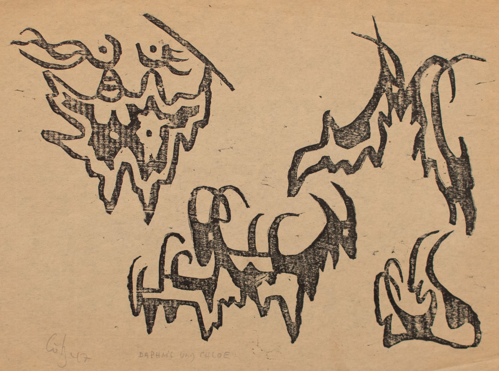 Karl Otto Götz | DAPHNIS UND CHLOE | Holzschnitt | 1947 - Bild 2 aus 3