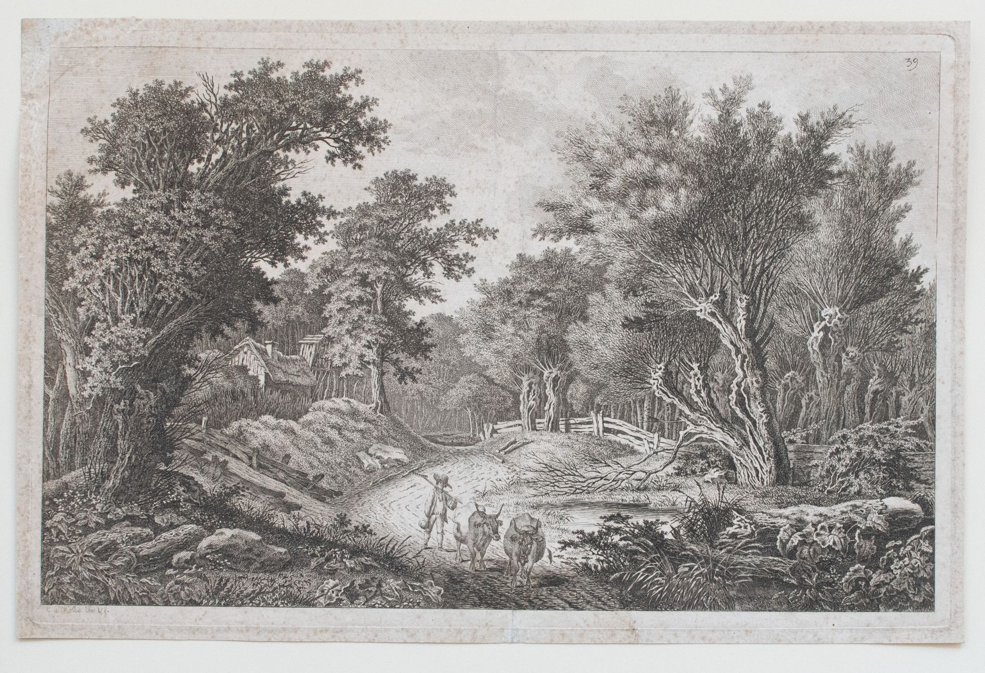 Carl Wilhelm Kolbe I | Landschaft mit Viehhirte und Hütte | Radierung | 2. Hälfte 18. Jhd.