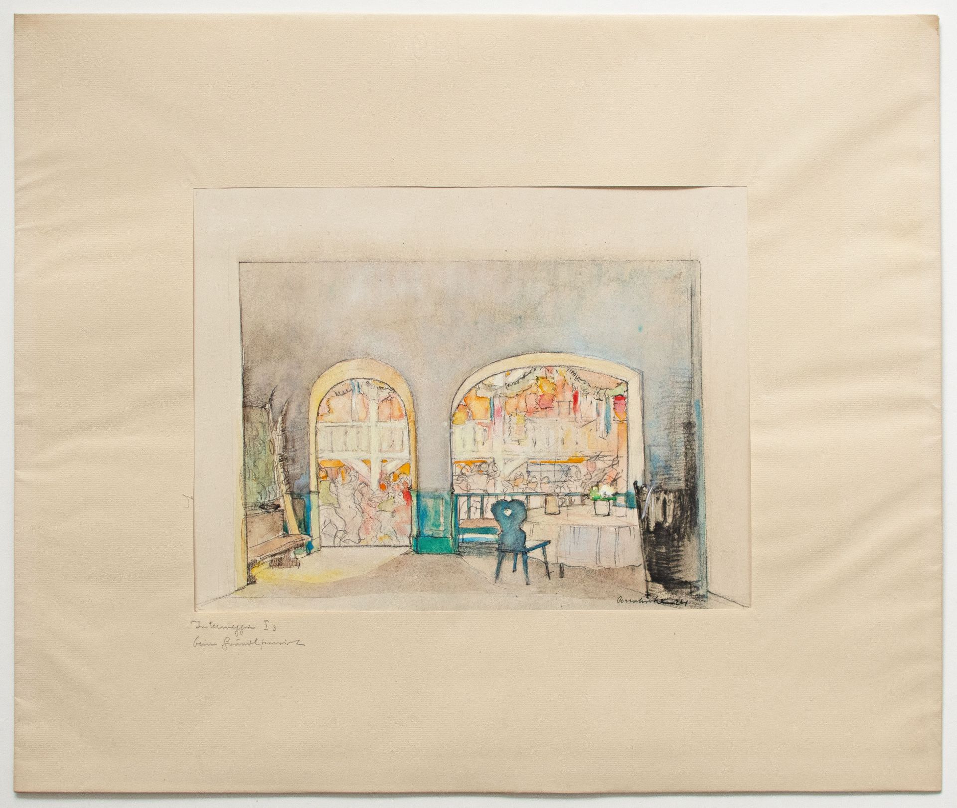 Adolf Mahnke | Bühnenbildentwürfe Uraufführung  Richards Strauss Intermeezzo 1924 Dresden | 1924 - Bild 9 aus 12